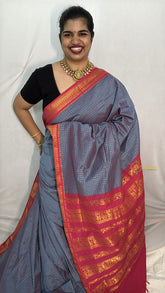 Vriksham Light Blue With Pink Border-Vairaoosi Podi Kattam-Kalyani Cotton Saree-VS4588